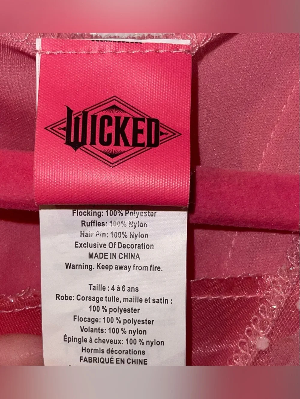 Wicked Glinda Popular girls 4-6 pink dress Halloween dress up
